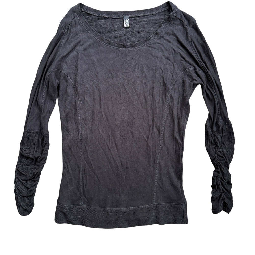 Fox Racing Long Sleeve Top Womens L‎ Black Excellent Ruched Back Logo Viscose
